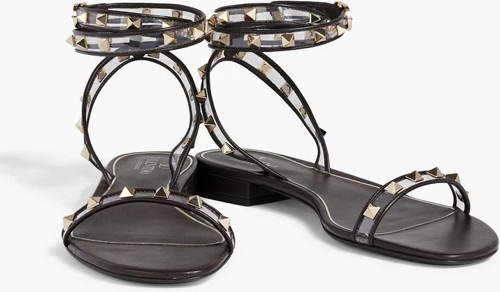 Rockstud leather-trimmed PVC sandals - Image 2