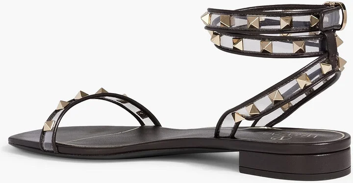 Rockstud leather-trimmed PVC sandals - Image 3