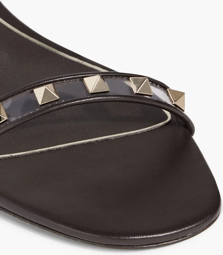 Rockstud leather-trimmed PVC sandals - Image 4