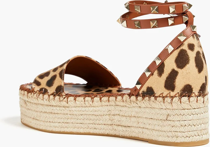 Rockstud leopard-print canvas platform espadrilles - Image 3