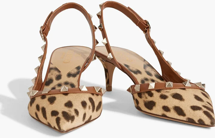 Rockstud leopard-print canvas slingback pumps - Image 2
