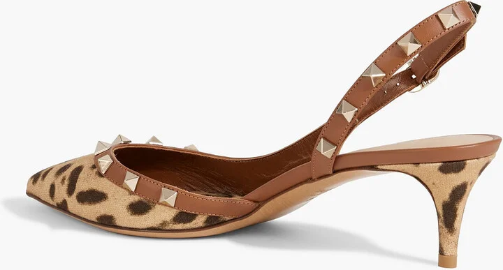 Rockstud leopard-print canvas slingback pumps - Image 3