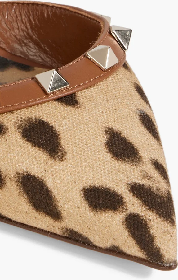 Rockstud leopard-print canvas slingback pumps - Image 4