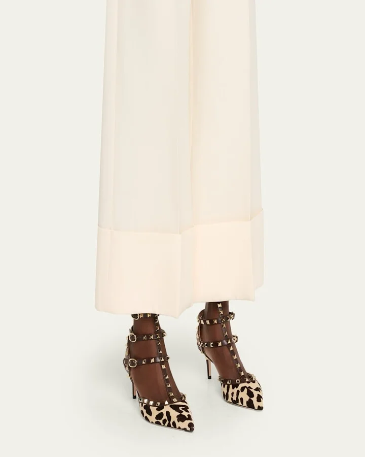 Rockstud Leopard-Printed Calf Hair Caged Pumps - Image 8