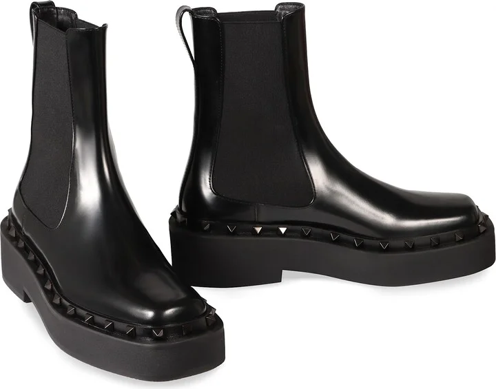 Rockstud M-way Leather Chelsea Boots - Image 3