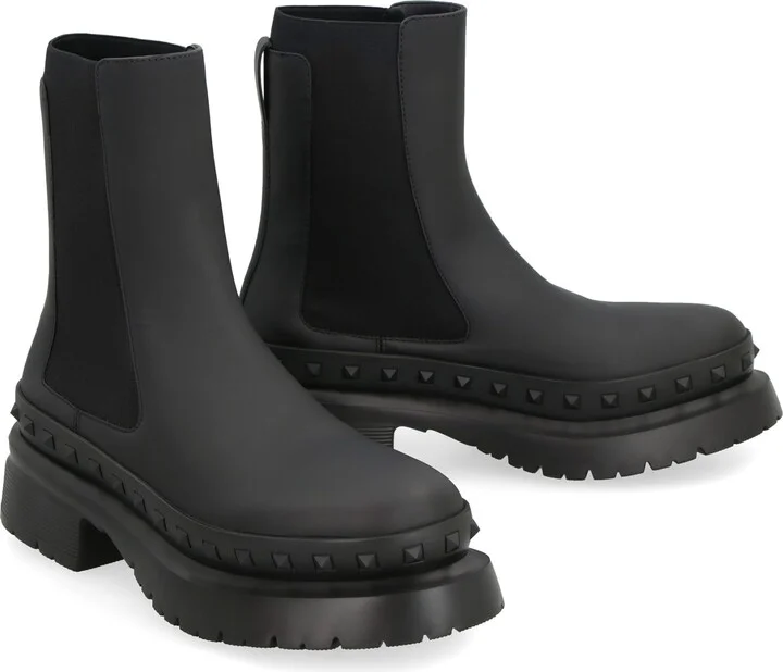 Rockstud M-way Leather Chelsea Boots - Image 3