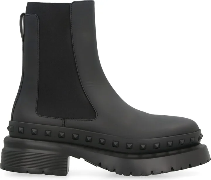 Rockstud M-way Leather Chelsea Boots