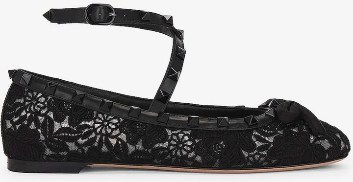Rockstud Macramé Lace Ballerinas