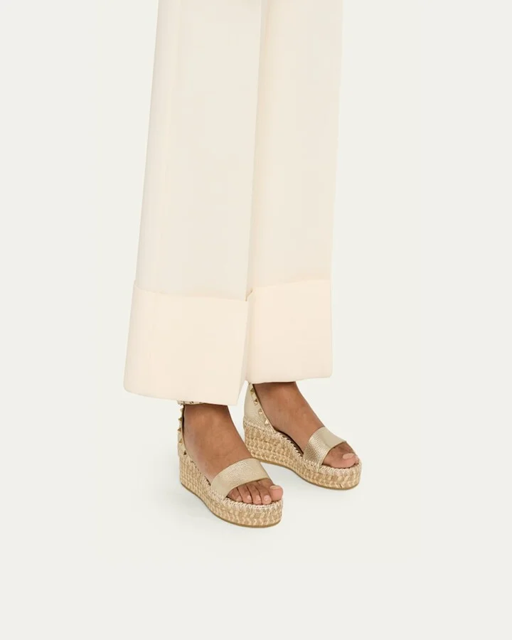 Rockstud Metallic Ankle-Strap Flatform Espadrilles - Image 5