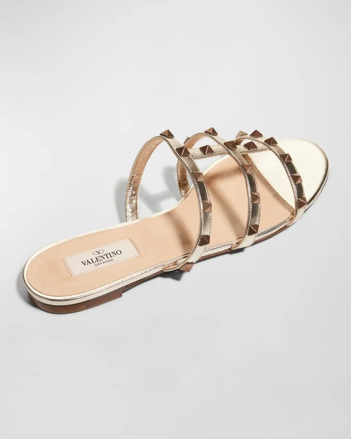 Rockstud Metallic City Flat Slide Sandals - Image 2