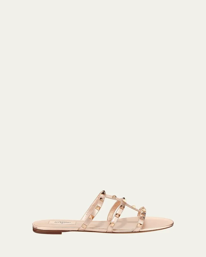 Rockstud Metallic City Flat Slide Sandals