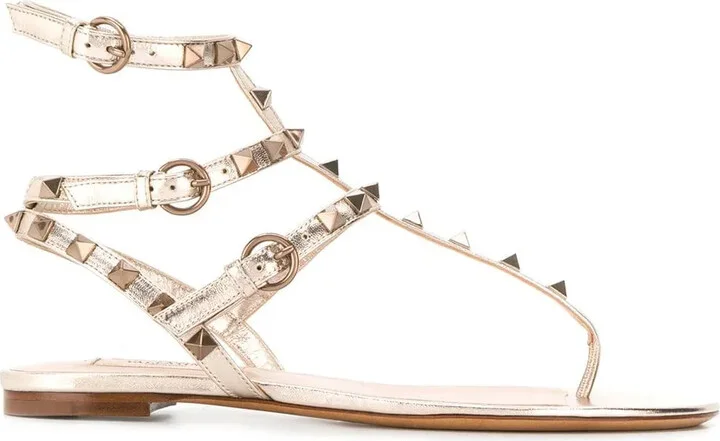 Rockstud metallic-effect sandals
