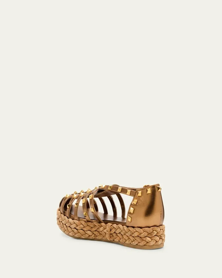 Rockstud Metallic Espadrille Fisherman Sandals - Image 6