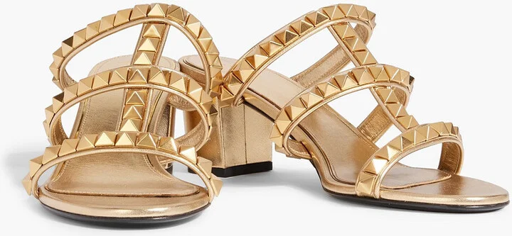 Rockstud metallic leather sandals - Image 2
