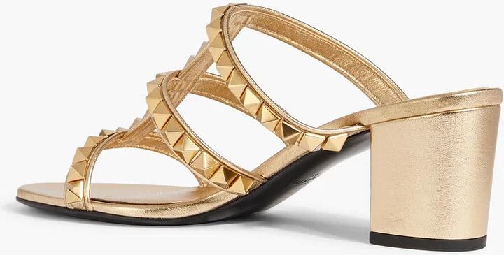 Rockstud metallic leather sandals - Image 3