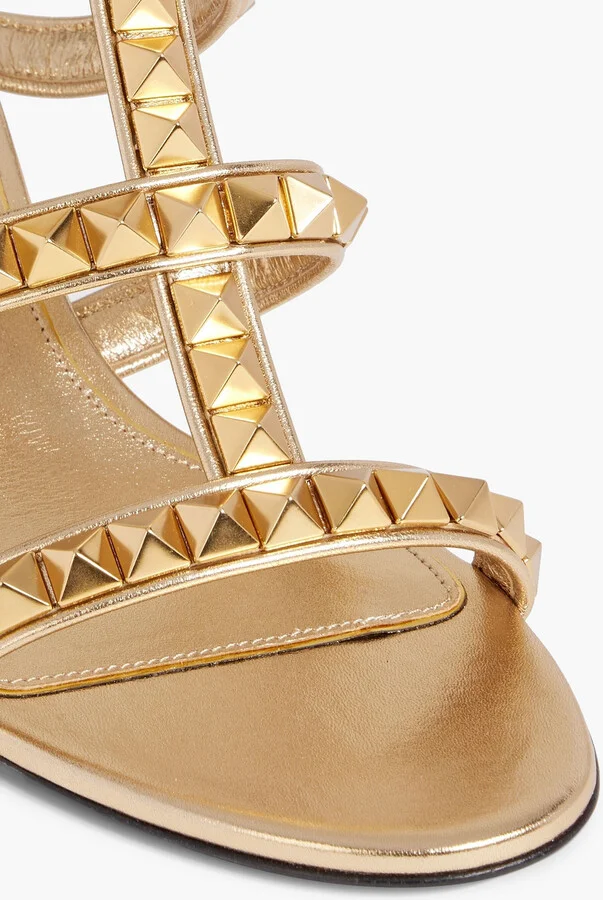 Rockstud metallic leather sandals - Image 4
