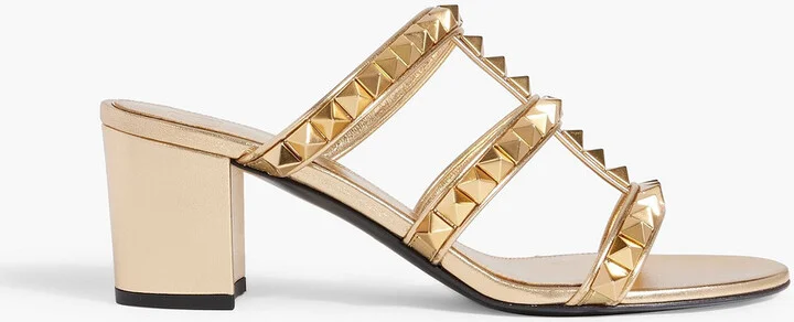 Rockstud metallic leather sandals