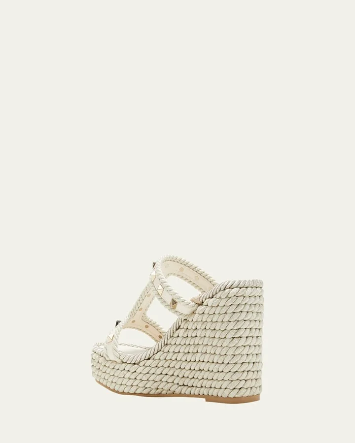 Rockstud Metallic T-Strap Espadrille Sandals - Image 2
