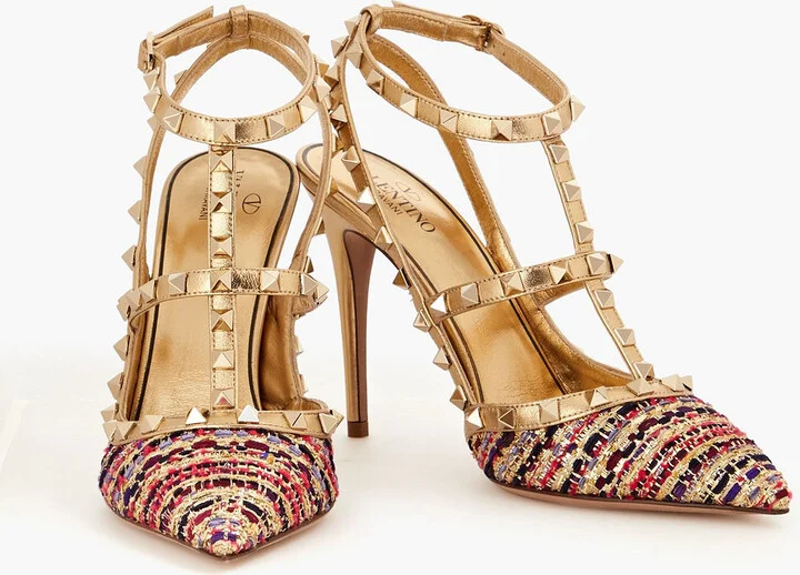 Rockstud metallic tweed and leather pumps - Image 2