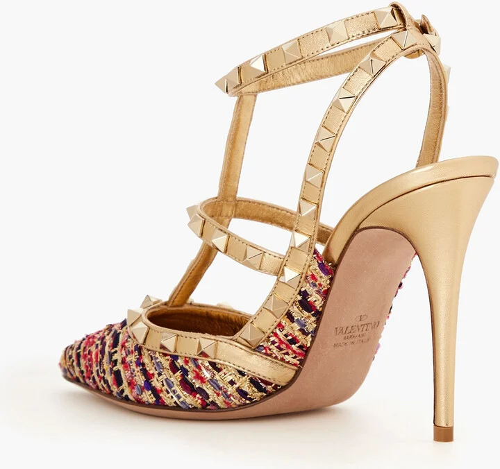 Rockstud metallic tweed and leather pumps - Image 3