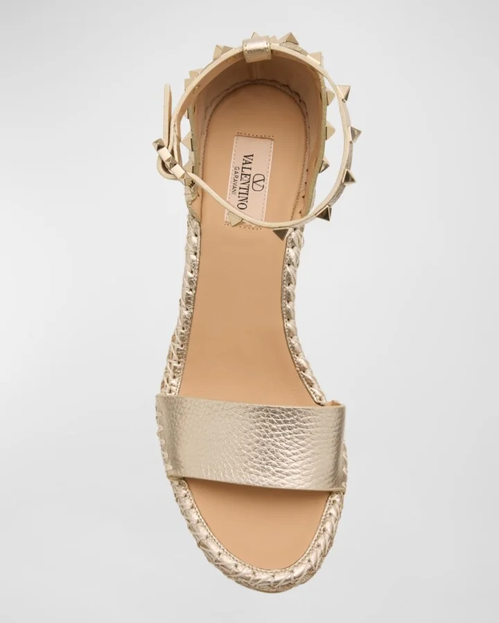 Rockstud Metallic Wedge Espadrille Sandals - Image 2