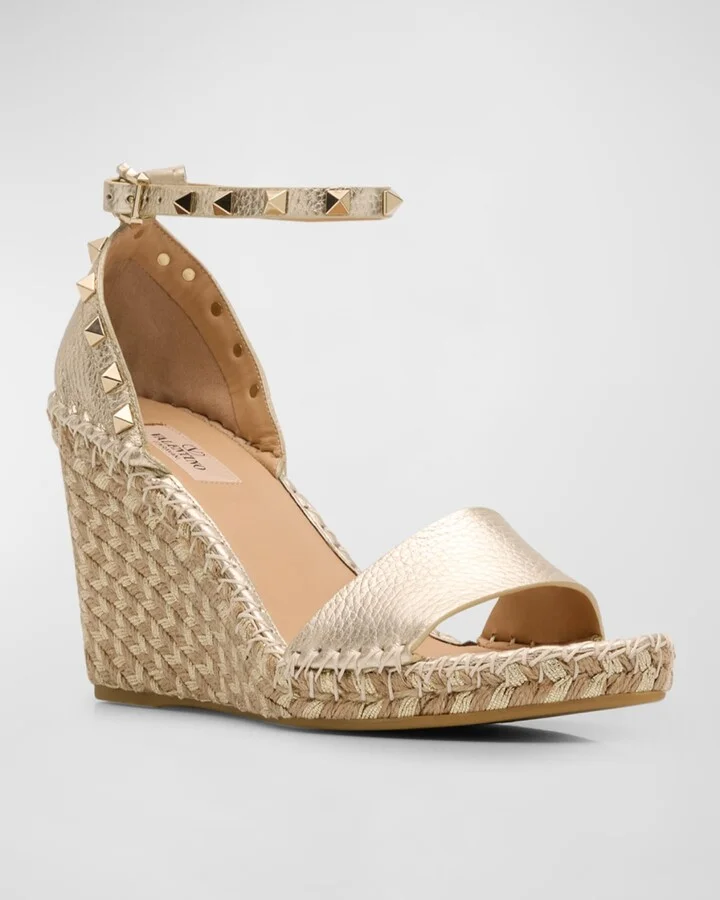 Rockstud Metallic Wedge Espadrille Sandals - Image 6