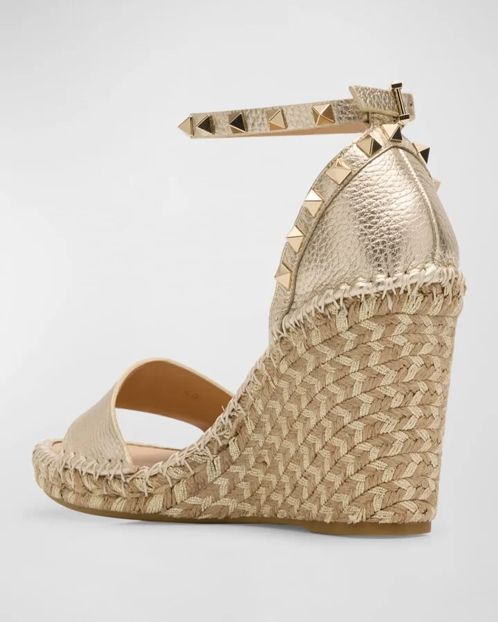 Rockstud Metallic Wedge Espadrille Sandals - Image 8