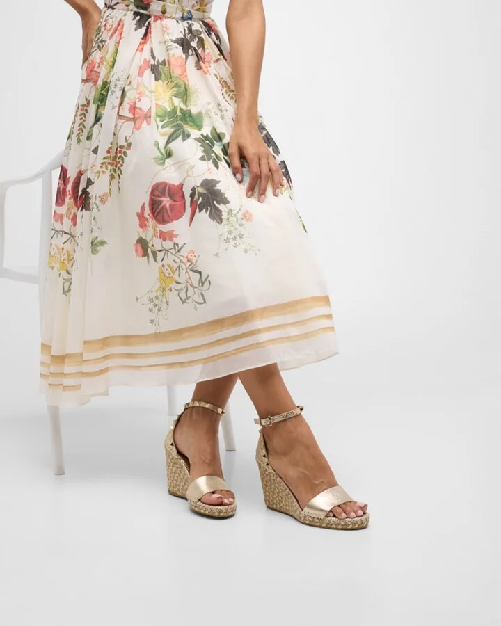 Rockstud Metallic Wedge Espadrille Sandals - Image 9