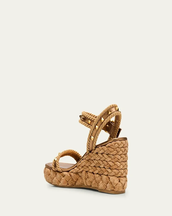 Rockstud Metallic Wedge Espadrille Sandals - Image 2