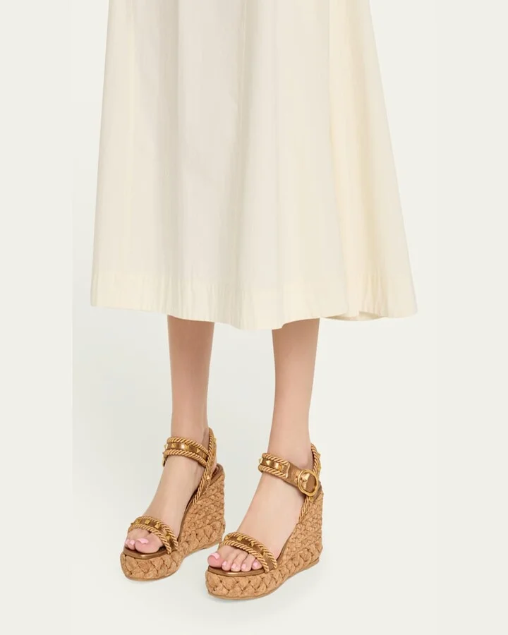 Rockstud Metallic Wedge Espadrille Sandals - Image 7