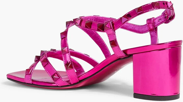 Rockstud mirrored-leather slingback sandals - Image 3