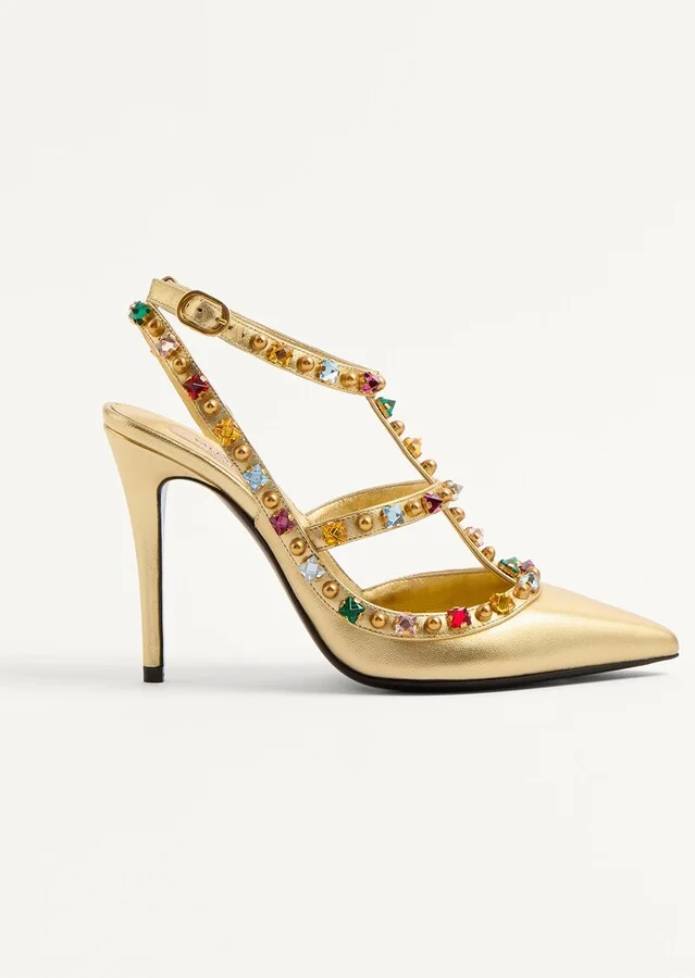 Rockstud Multicolor Ankle-Strap Pumps