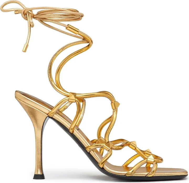 Rockstud Net lace-up sandals