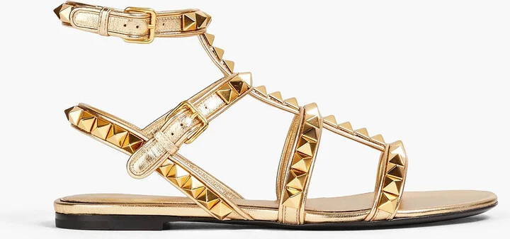 Rockstud No Limit metallic leather sandals