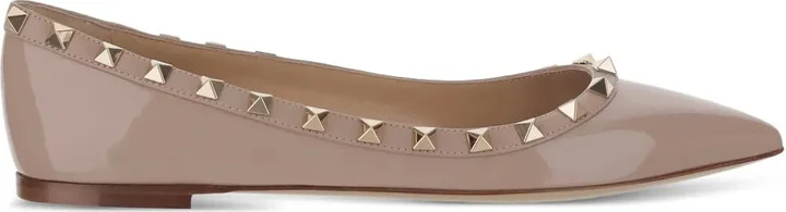 Rockstud patent leather ballerina shoes