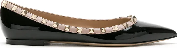 Rockstud patent leather ballerina shoes