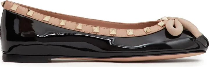 Rockstud patent-leather ballerina shoes