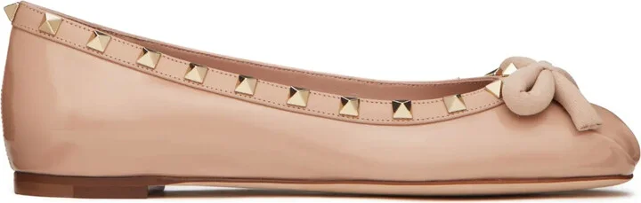 Rockstud patent-leather ballerina shoes