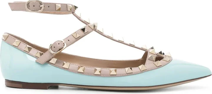 Rockstud patent-leather ballet flats