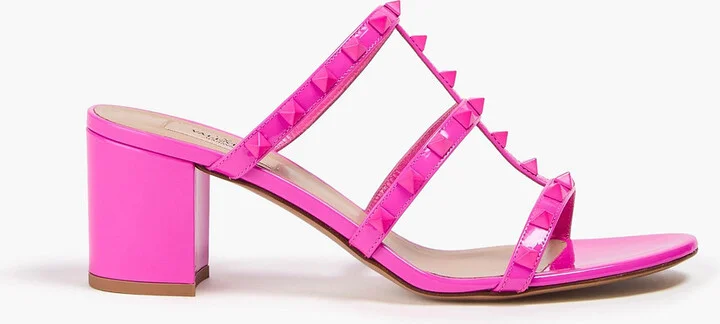 Rockstud patent-leather mules