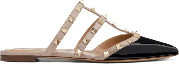 Rockstud patent leather mules