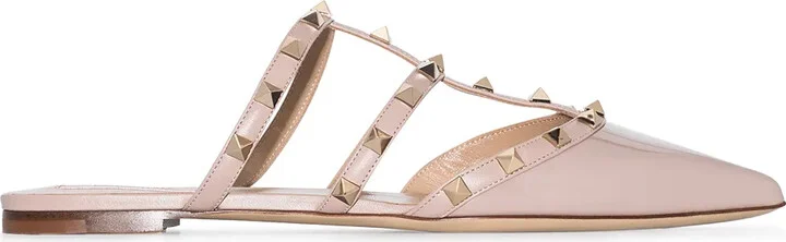 Rockstud patent leather mules