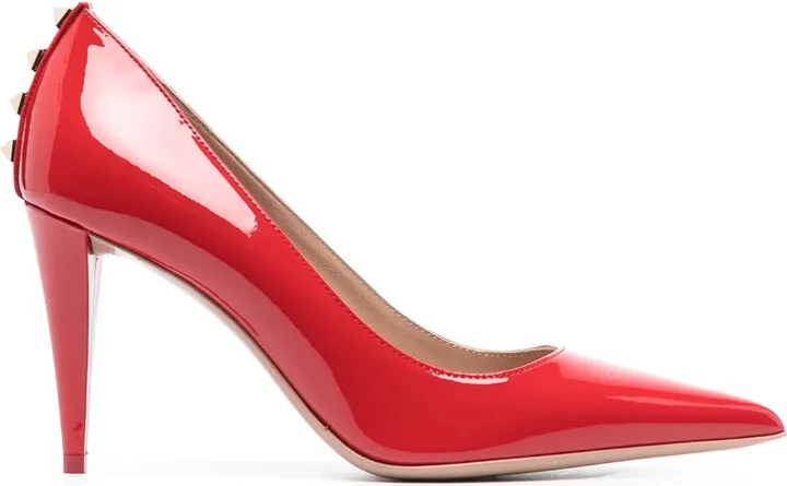 Rockstud patent-leather pumps