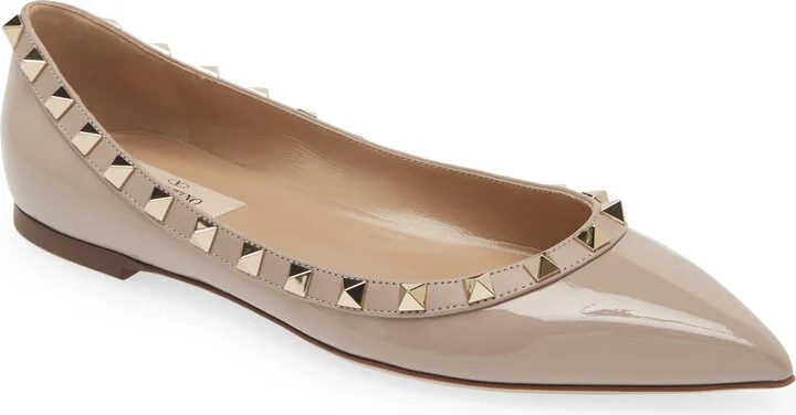 Rockstud Pointed Toe Ballerina Flat