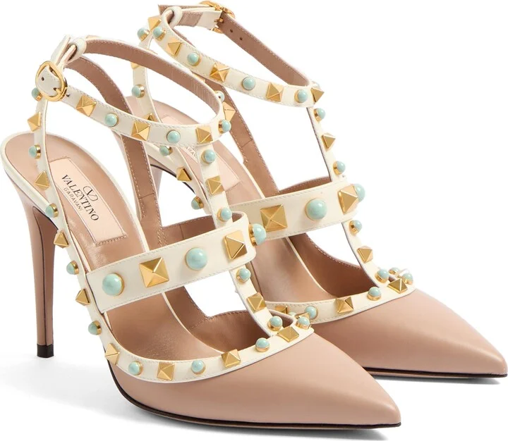 Rockstud Pointed Toe Caged Pump