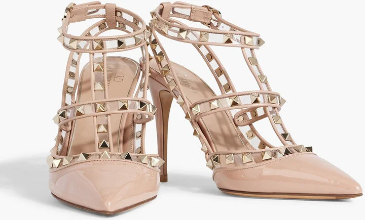 Rockstud PVC-trimmed patent-leather pumps - Image 2