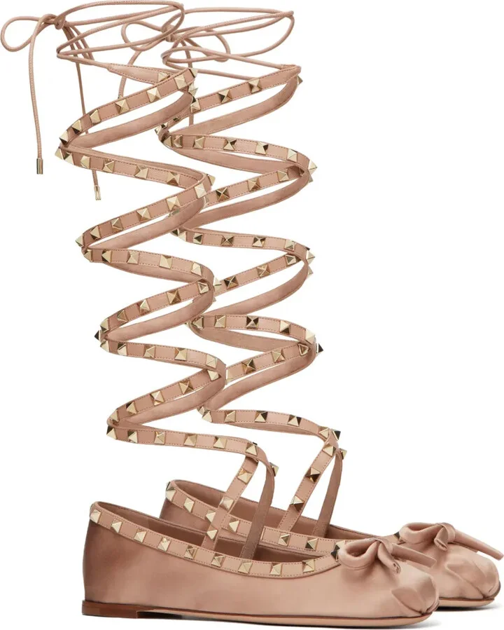 Rockstud satin ballerina shoes - Image 2