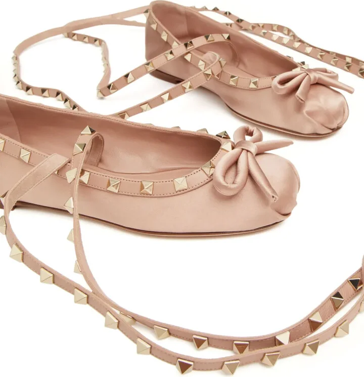 Rockstud satin ballerina shoes - Image 5