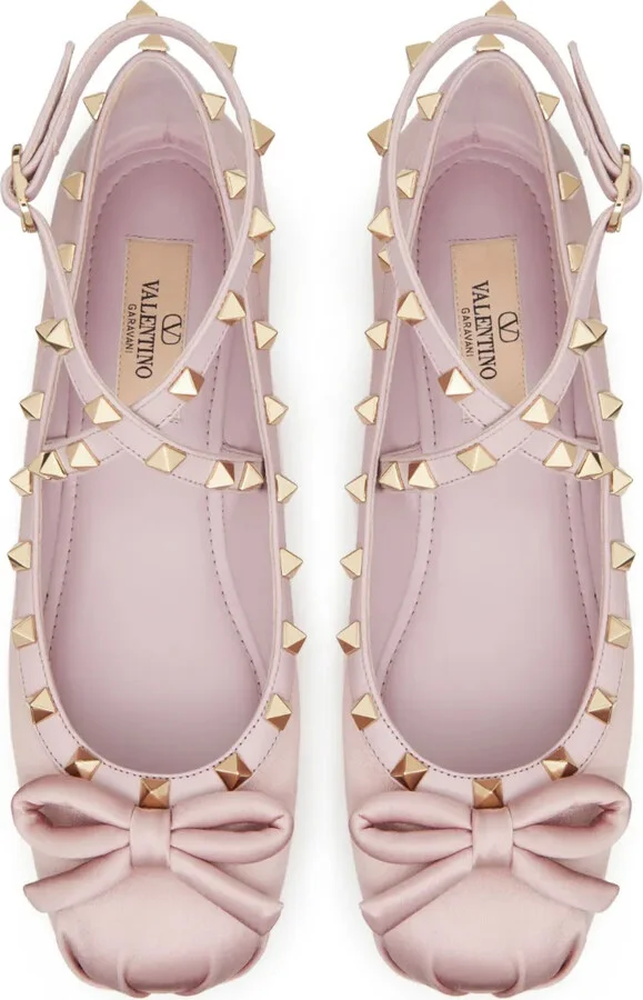 Rockstud satin ballerina shoes - Image 4