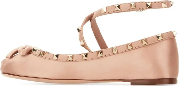 Rockstud satin ballerina shoes - Image 3